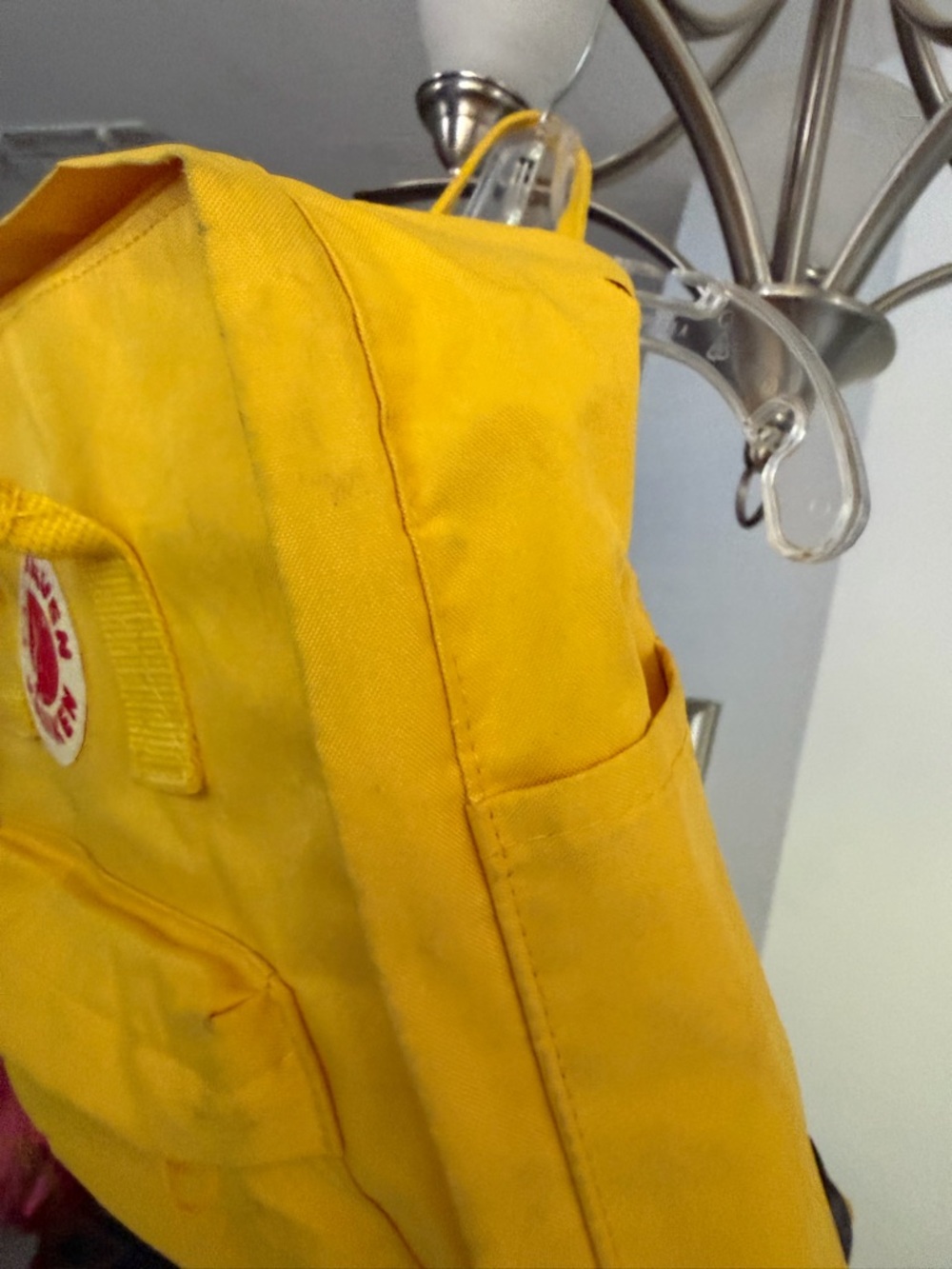 Fjallraven Kanken Backpack in Bright Yellow with Red Logo - Picture 3 of 6